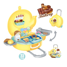 DIY super bakery cook game toys set  for girl with  Trolley case